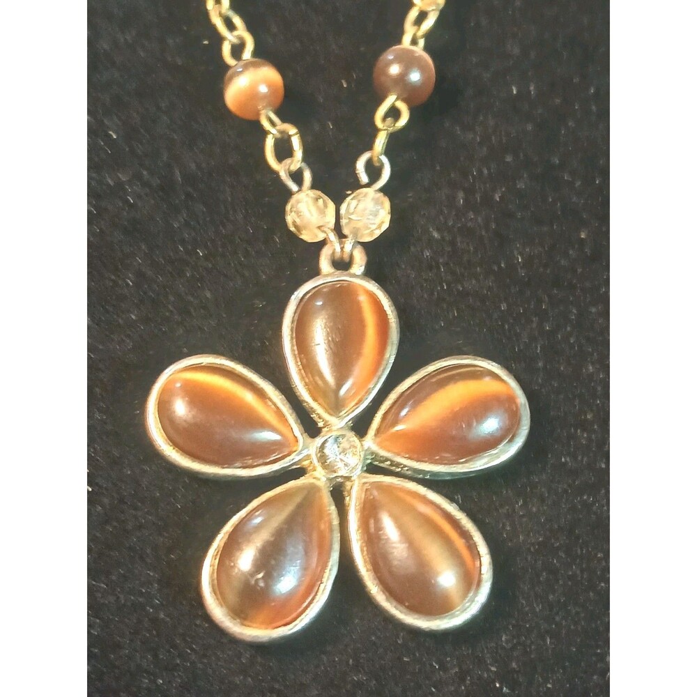 Vintage 18"  STUNNING  Tigers Eye Necklace Genuine Tigers Eye